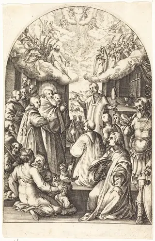 Death of Saint Benedict, by Jacques Callot, ink, 1610