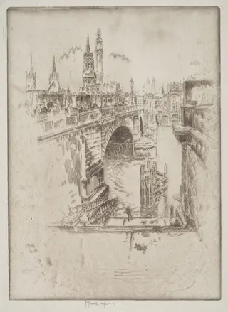 London Bridge Stairs, by Joseph Pennell, ink, 1903