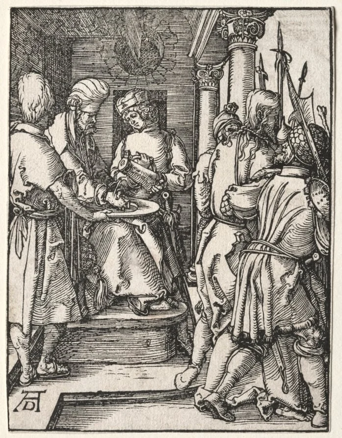 The Small Passion: Pilate Washing His Hands, detail
