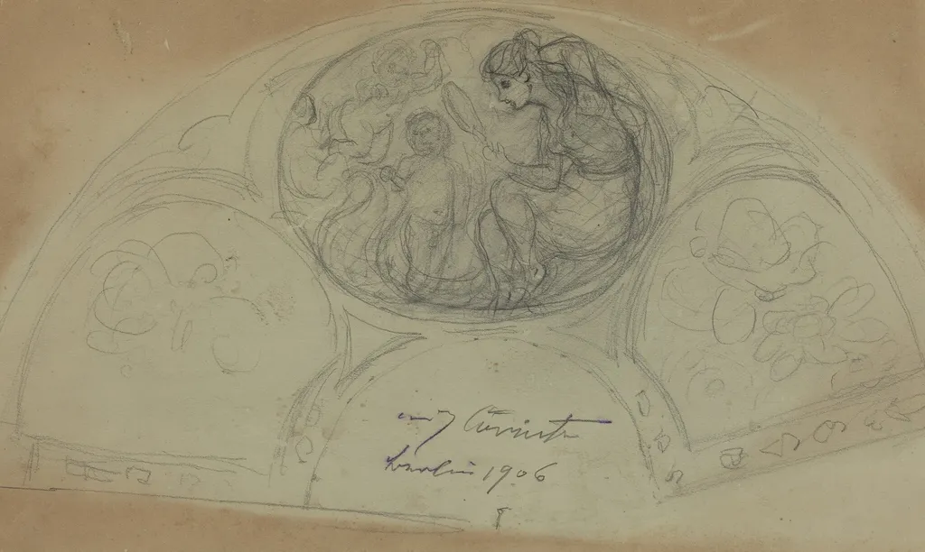 Fan Design [verso], by Lovis Corinth, graphite, 1906