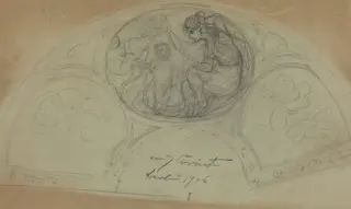 Fan Design [verso], by Lovis Corinth, graphite, 1906
