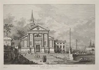 Veduta del Prospetto della Chiesa del S. Francesco, by Joseph Wagner, ink, 1742