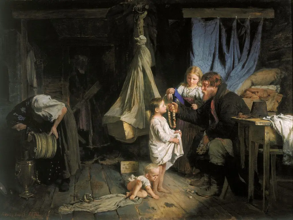 Returning from the city, by Alexei Korzukhin, oil, 1870