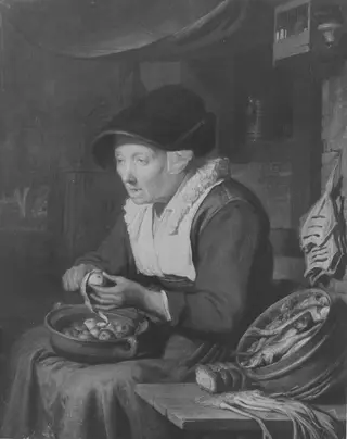 Heringsverkäuferin, by Gerrit Dou, unspecified, 1667