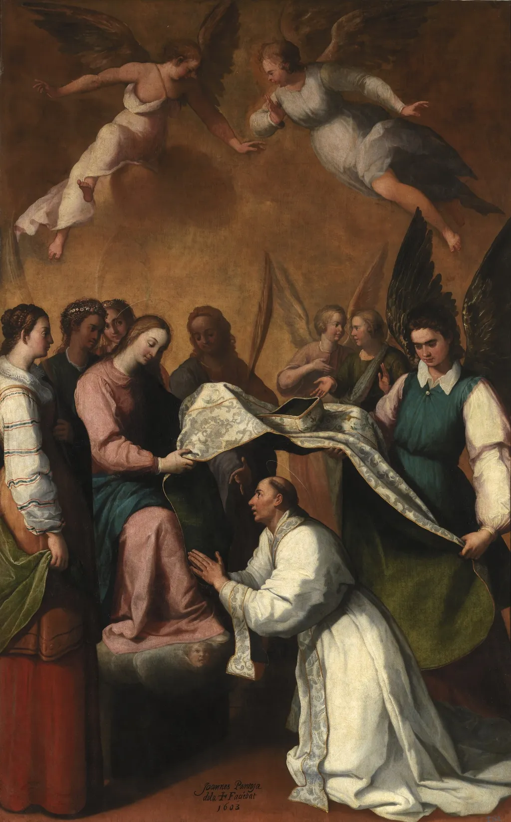 Imposición de la casulla a San Ildefonso, by Juan Pantoja de la Cruz, oil, 1603