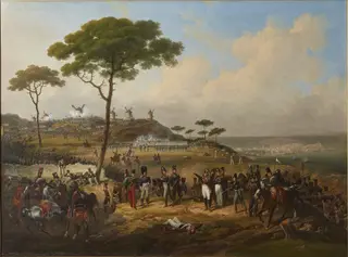 Attaque et prise des retranchements devant La Corogne par la division Bourke, 15 juillet 1823, by Hippolyte Lecomte, oil, 1828