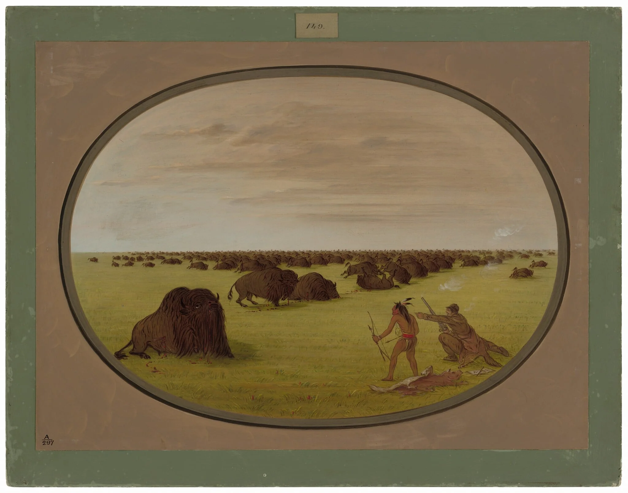 Catlin and Indian Attacking Buffalo, detail