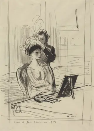 Avant la fête persanne, by Jean-Louis Forain, crayon, 1912