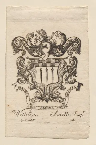 Bookplate:  Coat of Arms with William Smith, Esq. inscribed below, by Joseph Callender, 1796