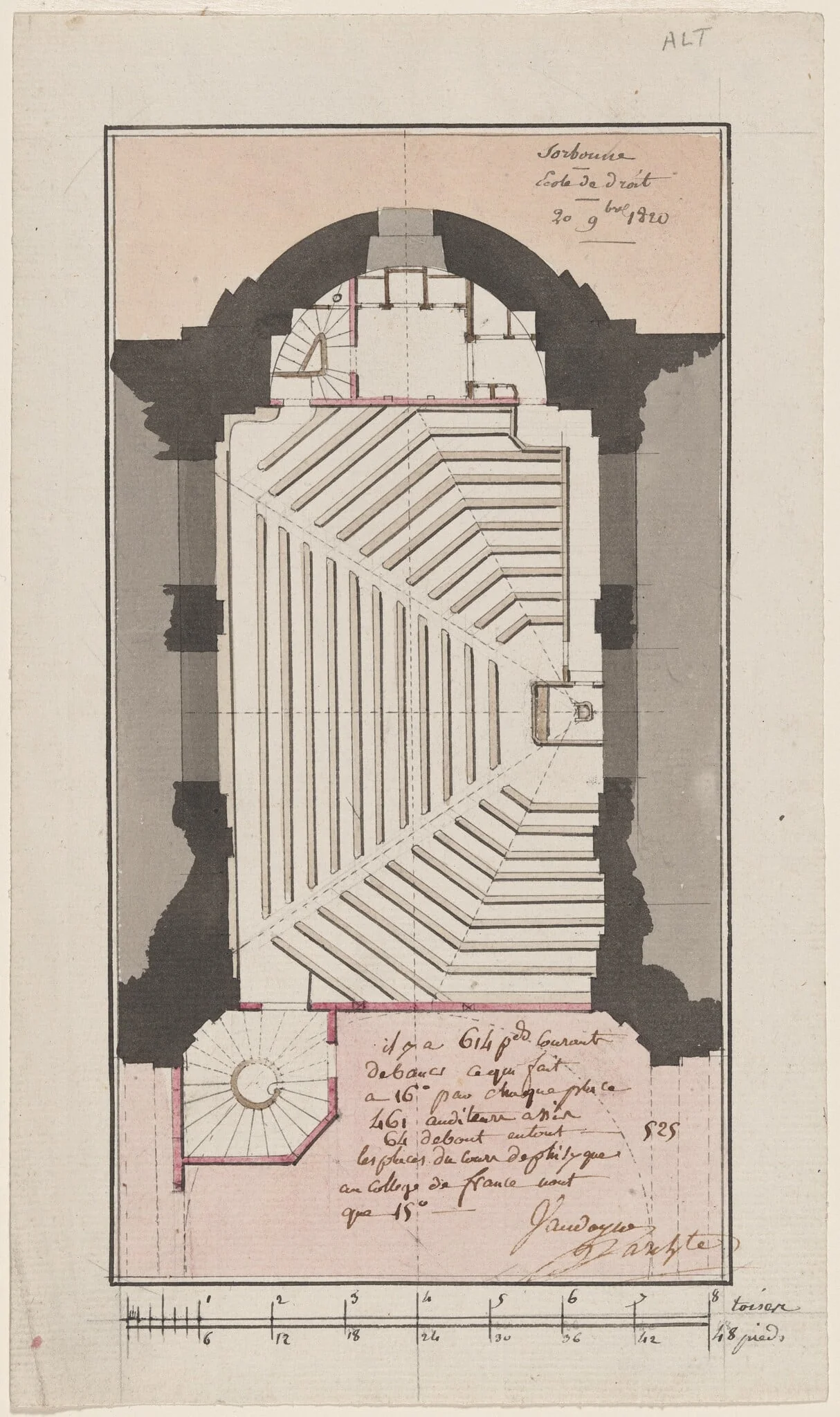 Study for the Renovation of a Law Classroom at the Sorbonne, detail