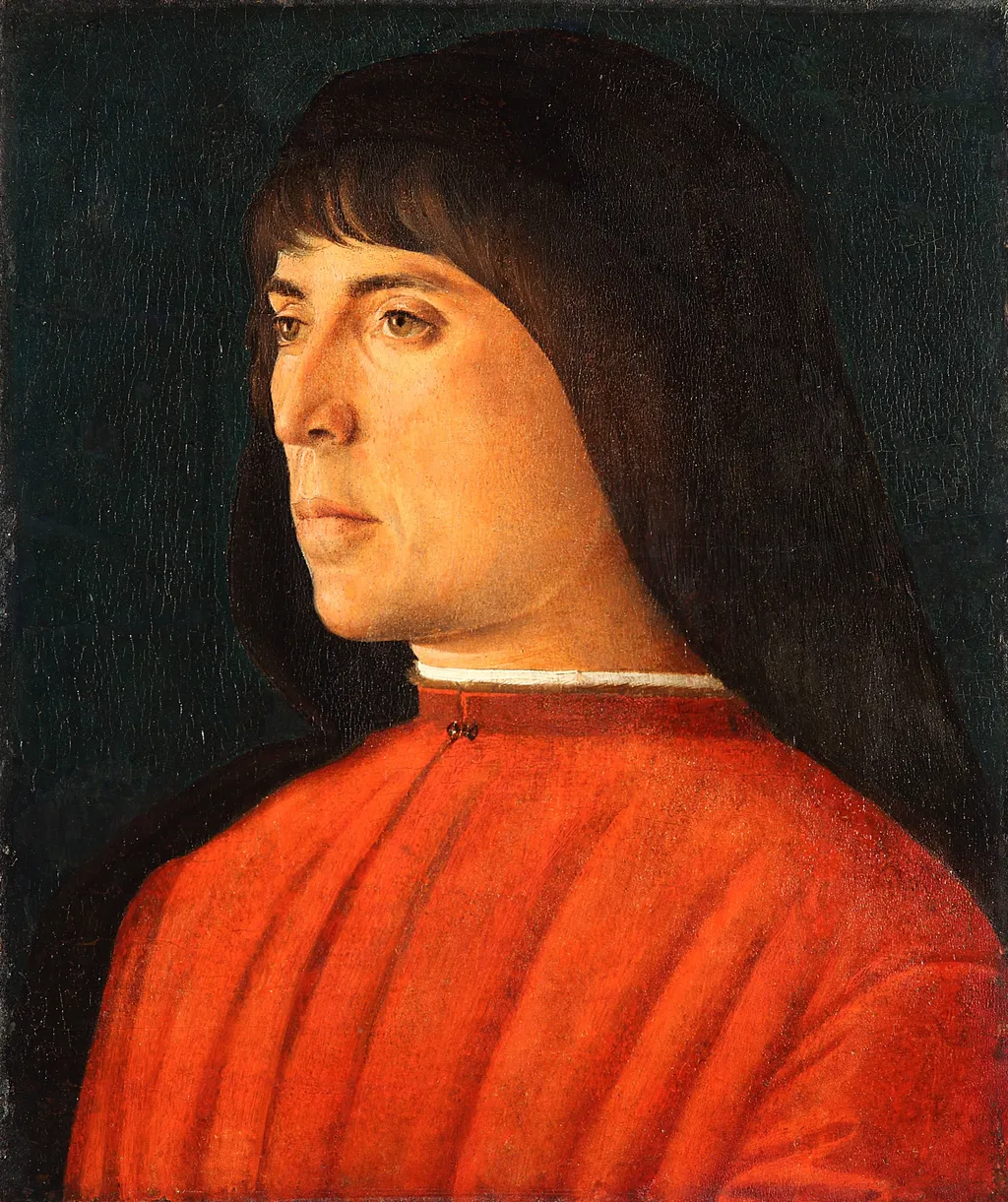 Portrait of a Young Man, by Giovanni Bellini, paint, 1475
