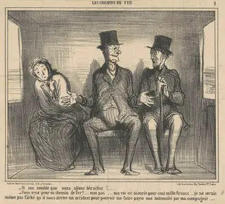 Il me semble que nous allons dèrailler ..., by Honoré Daumier, ink, 1857