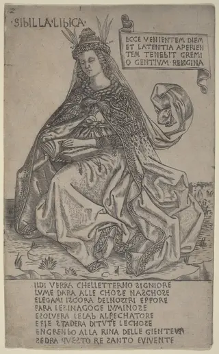 Libyan Sibyl, by Baccio Baldini, ink, 1475