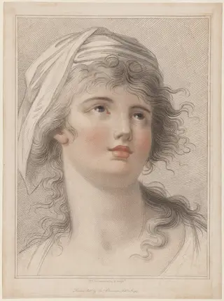 Head of a Young Woman, by Thomas Cheesman, ink, 1797
