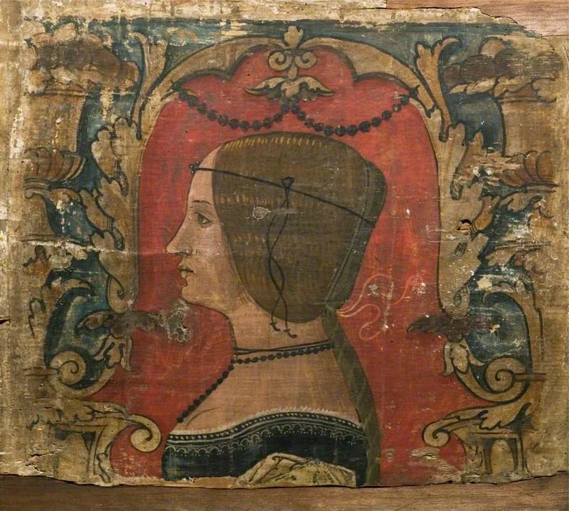 Profile Bust of a Lady Facing Left (one of 29 painted panels from a frieze), detail