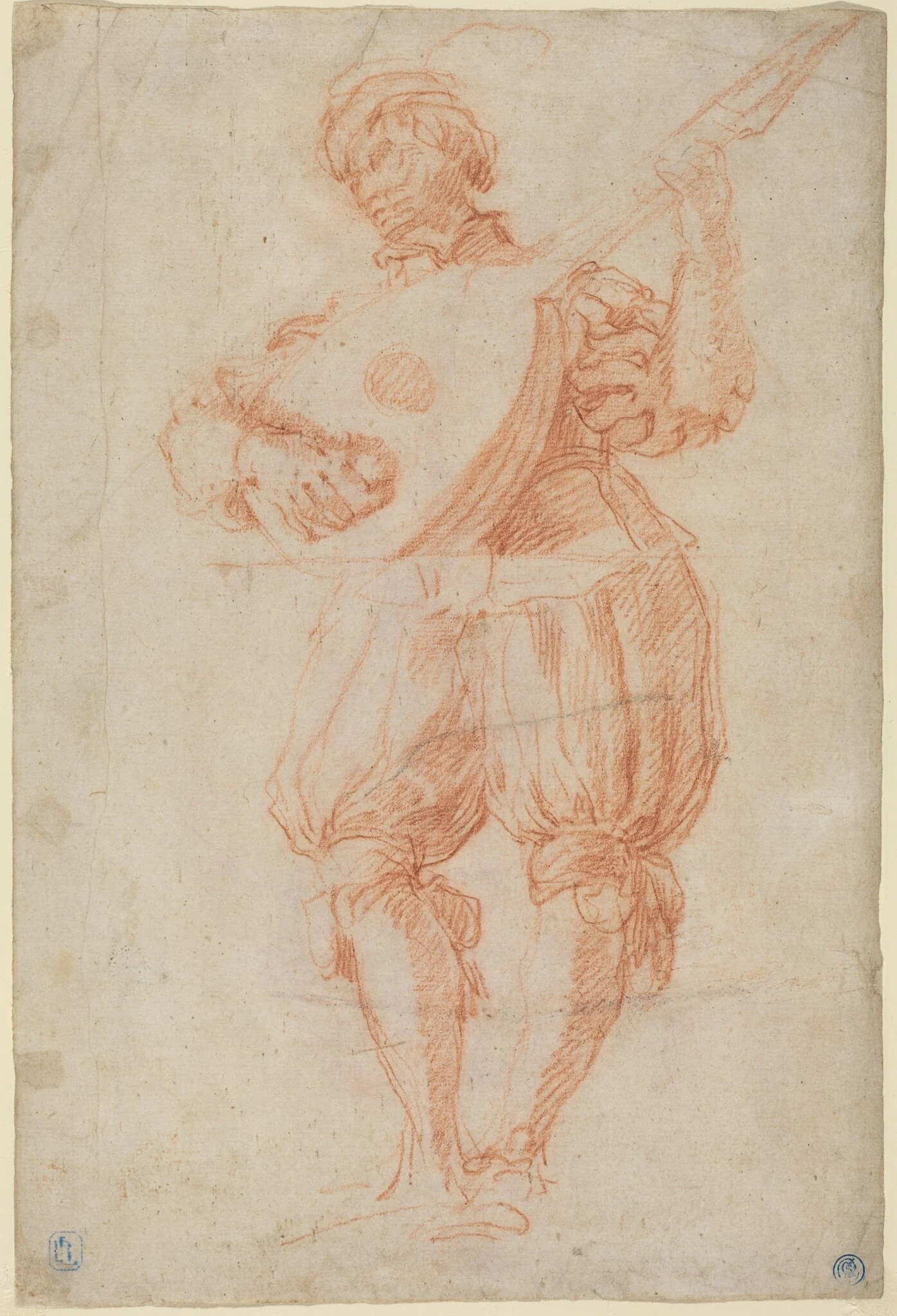 Man Playing a Lute [recto], detail
