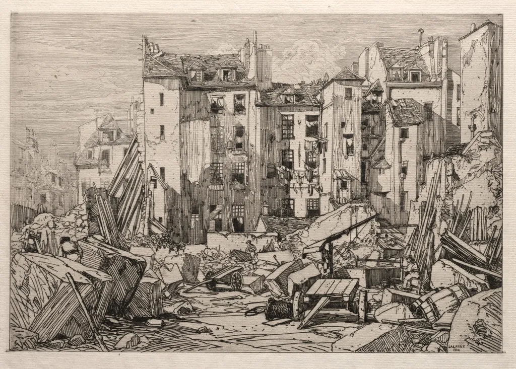 Demolition of Old Houses in Paris, by Maxime Lalanne, 1862