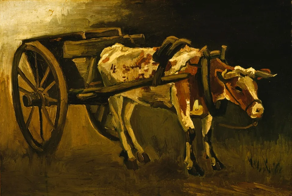 Cart with Red and White Ox, detail