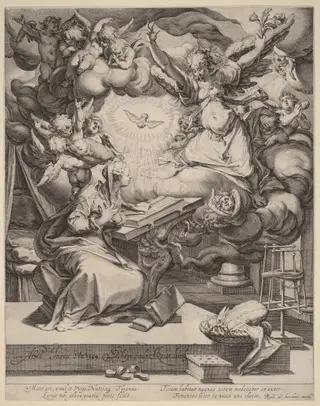 The Annunciation, by Jacques de Gheyn II, ink, 1593
