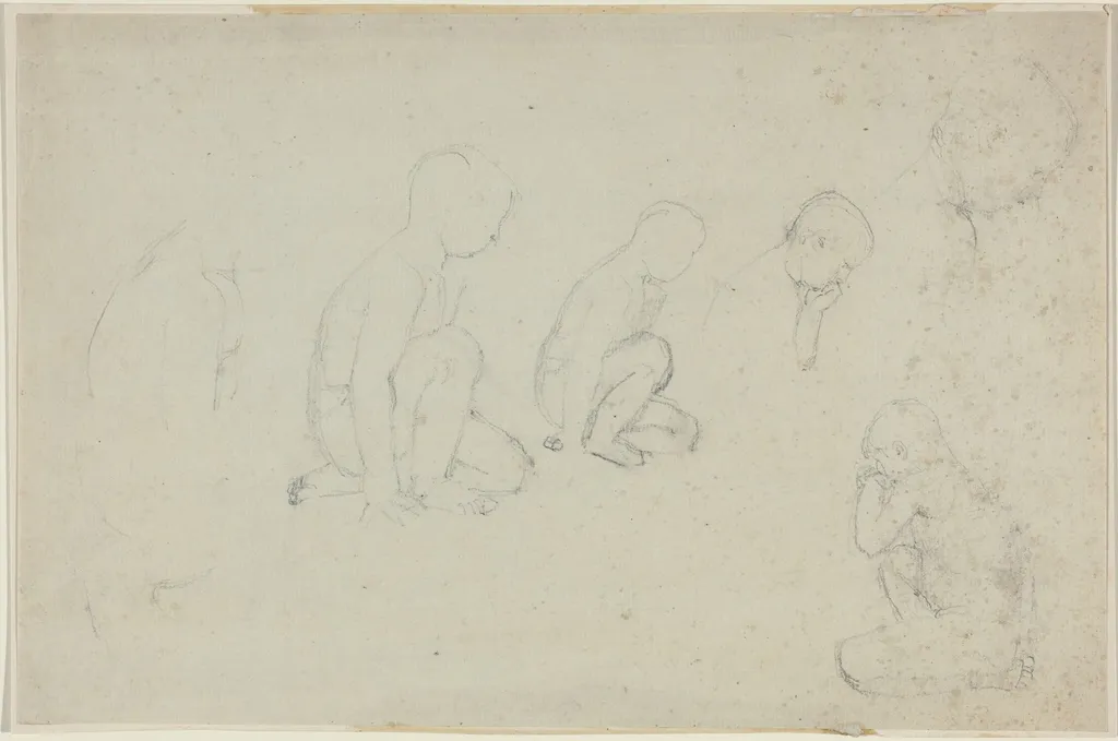 Studies of a Kneeling Boy, by John Flaxman, graphite, 1790
