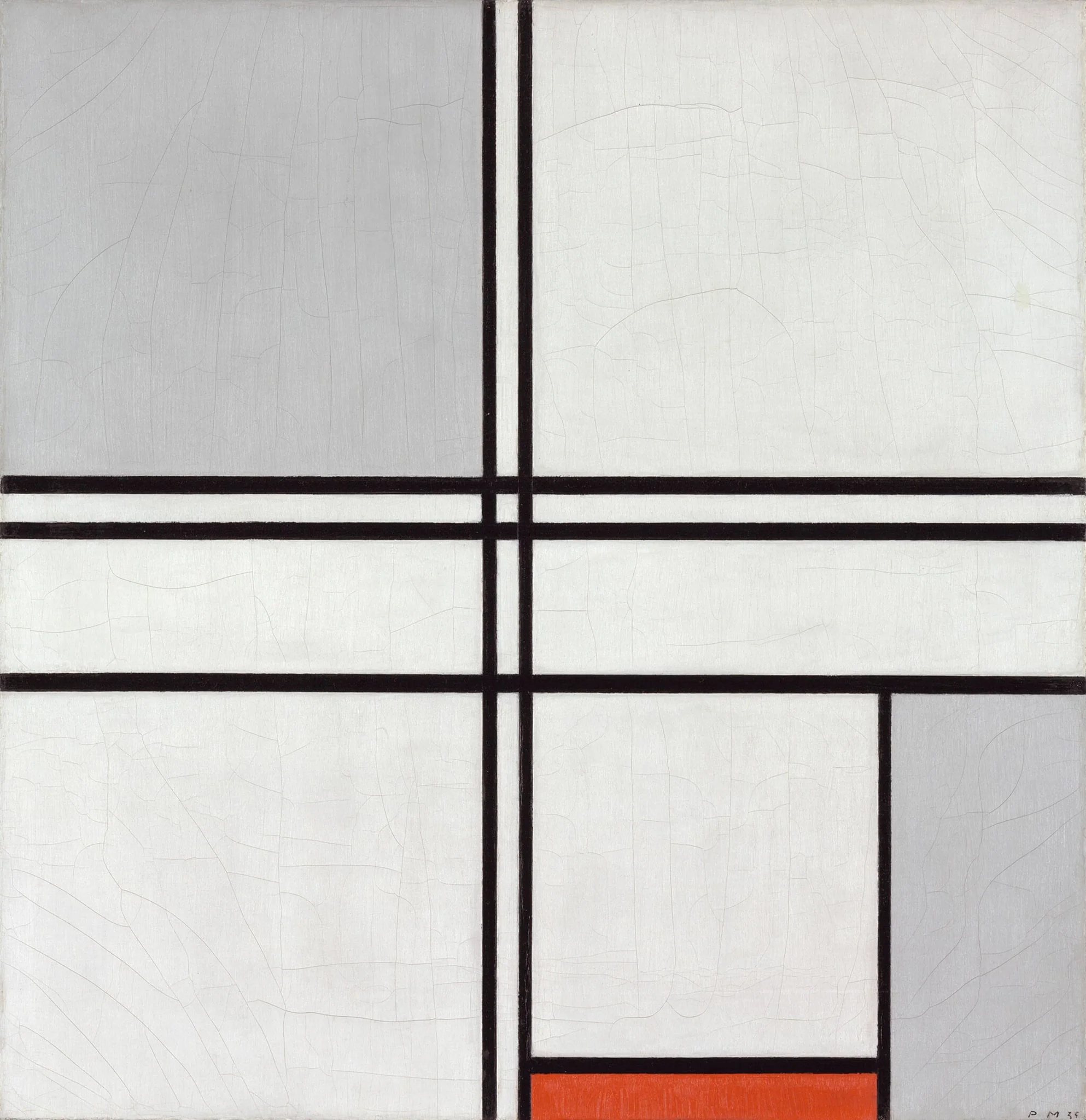 Composition (No. 1) Gray-Red, detail
