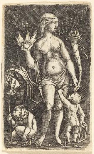 Venus with Two Putti, by Albrecht Altdorfer, ink, 1514