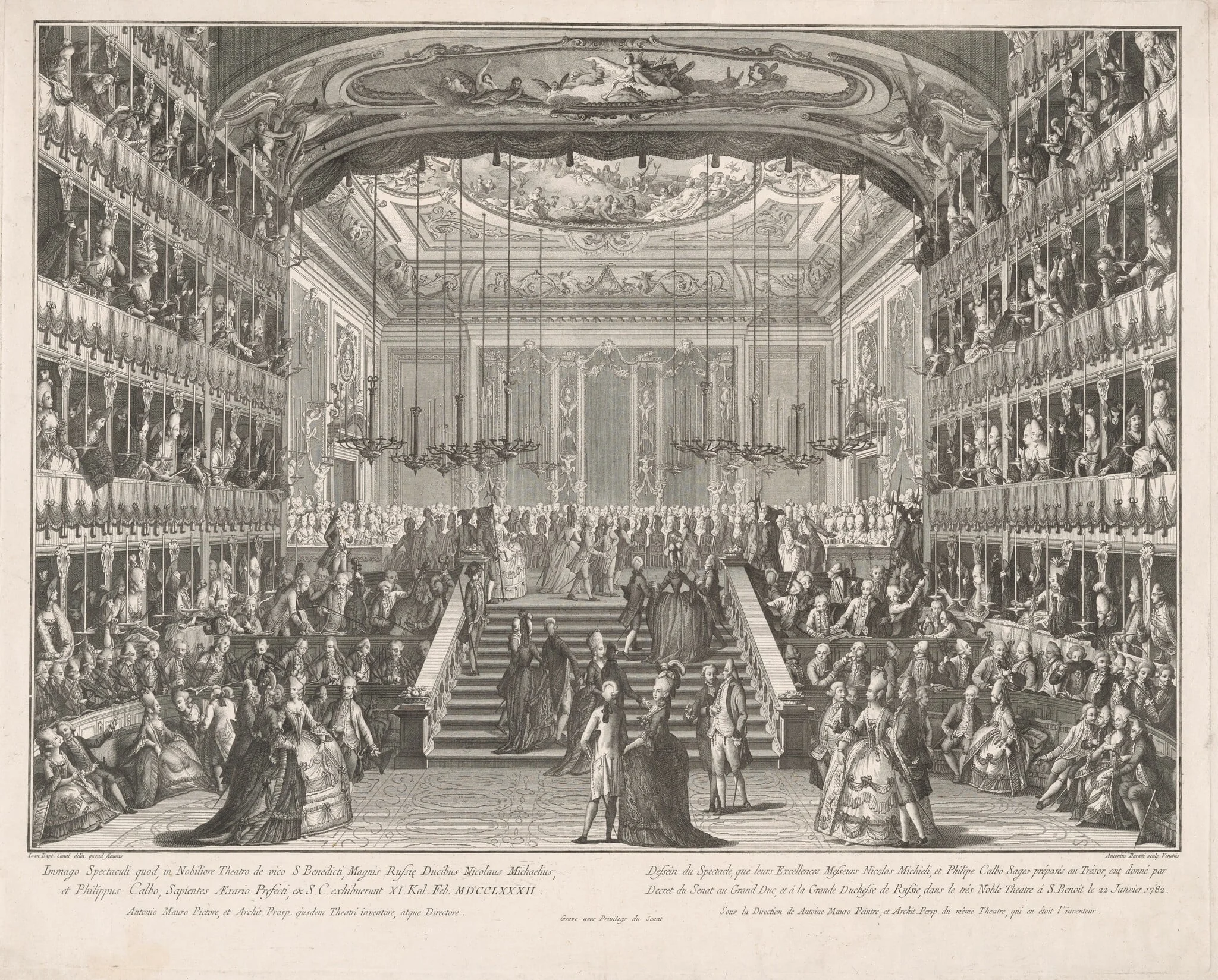 Spectacle in Honor of the Grand Dukes of Russia in the Theater of San Benedetto, 1782, detail