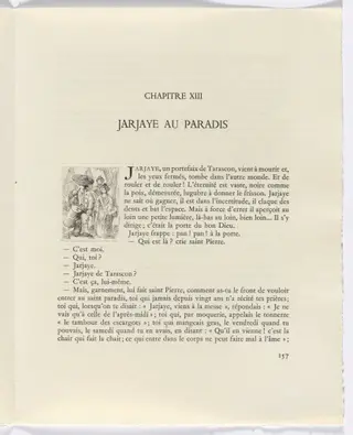 Frédéric Mistral: Mémoires et Recits by Frédéric Mistral: man playing drum (page 157), by Auguste Brouet, 1937