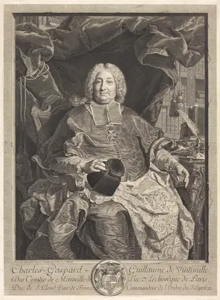 Charles-Gaspard-Guillaume de Vintimille du Luc, Archbishop of Paris, by Claude Drevet, ink, 1739