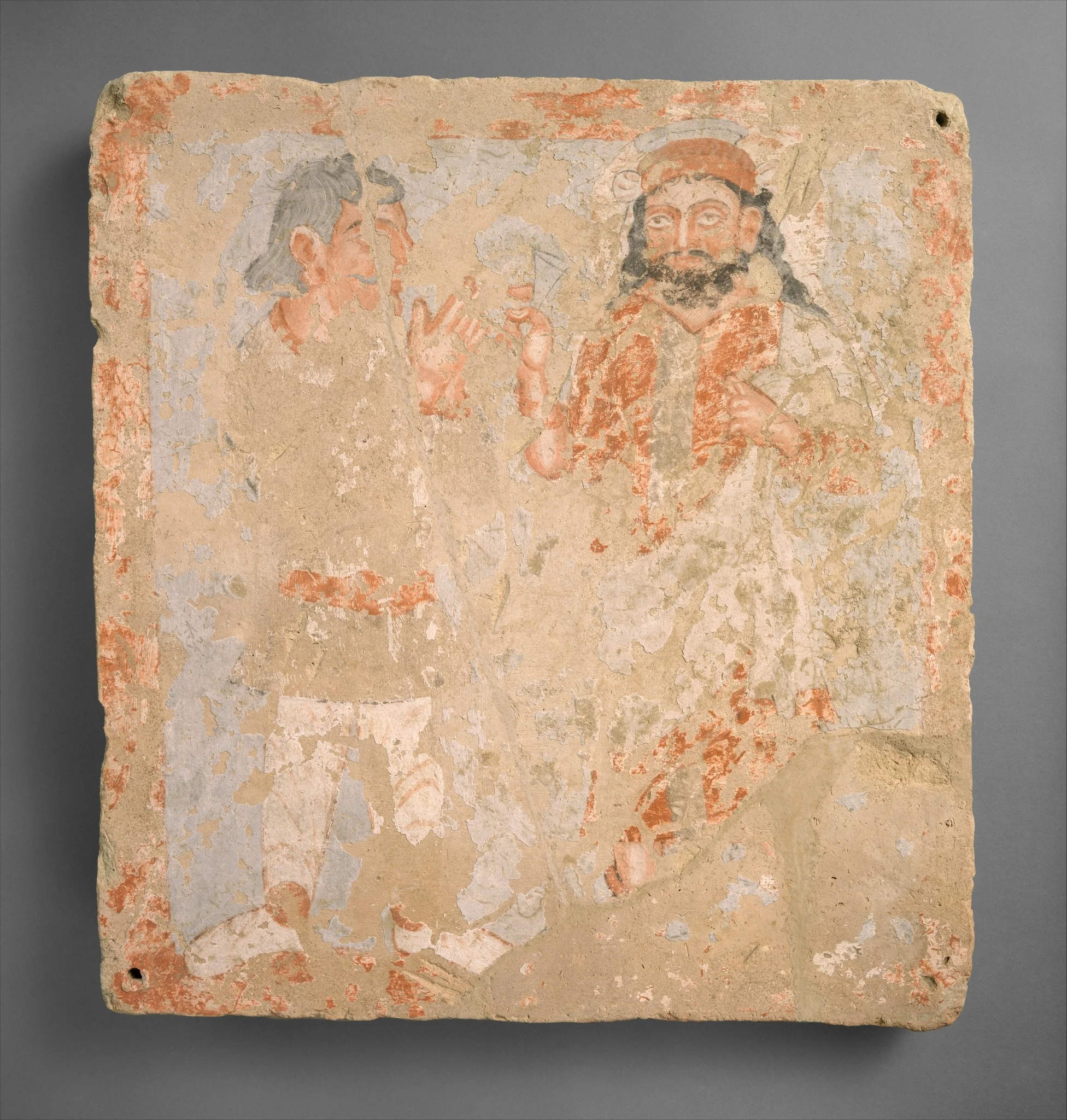 Panel with the god Zeus/Serapis/Ohrmazd and worshiper, detail