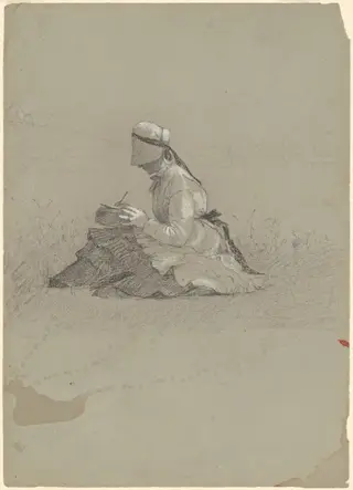 Young Lady Writing, by Perry, Enoch Wood, Jr., gouache, 1870