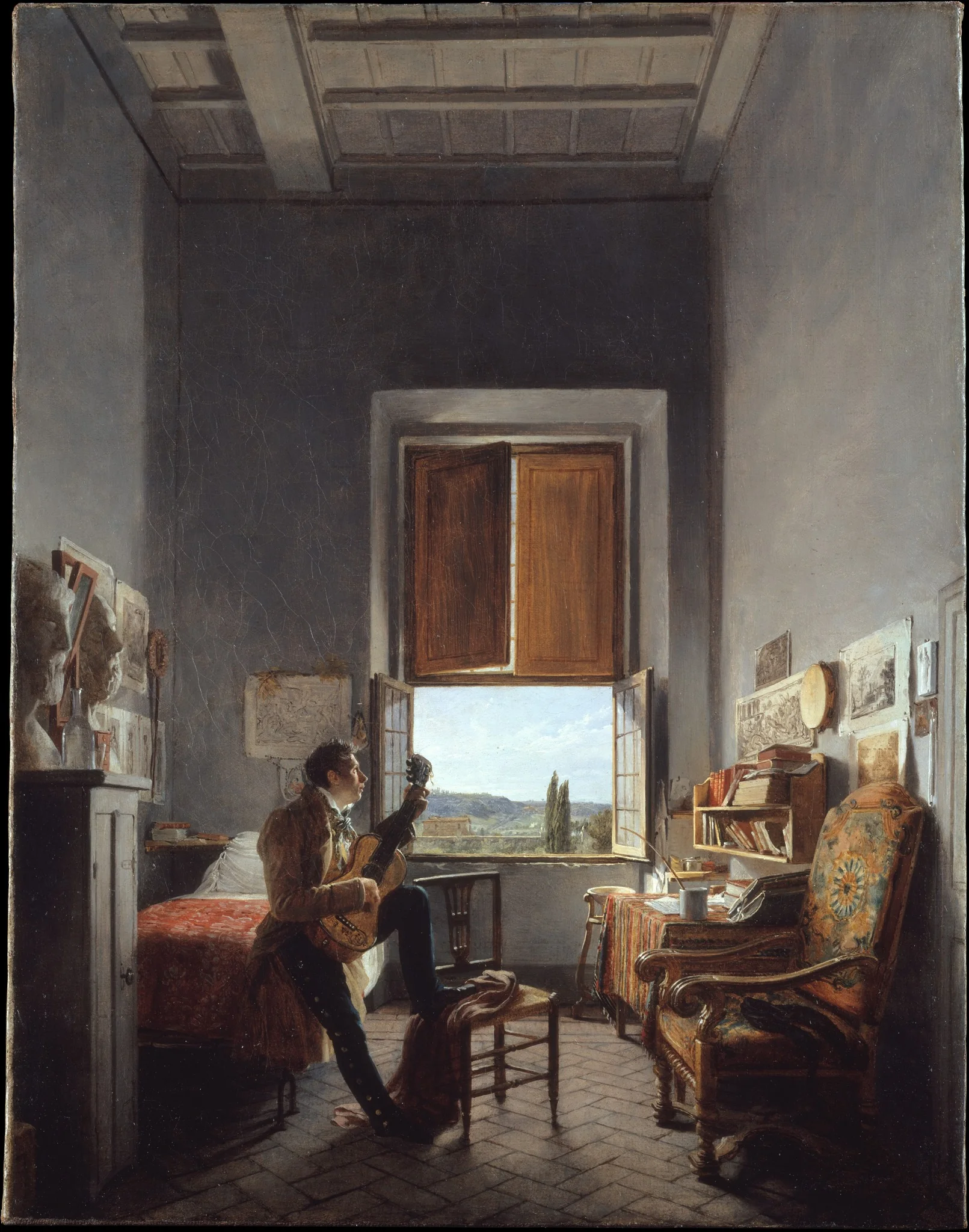 Léon Pallière (1787–1820) in His Room at the Villa Medici, Rome, detail