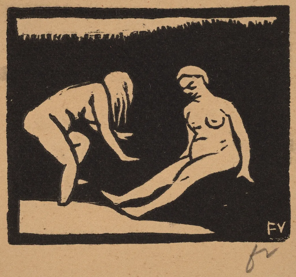 Leaving the Water (La sortie du bain), by Félix Vallotton, ink, 1893