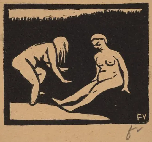 Leaving the Water (La sortie du bain), by Félix Vallotton, ink, 1893