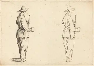 Peasant with a Cup, by Jacques Callot, ink, 1617