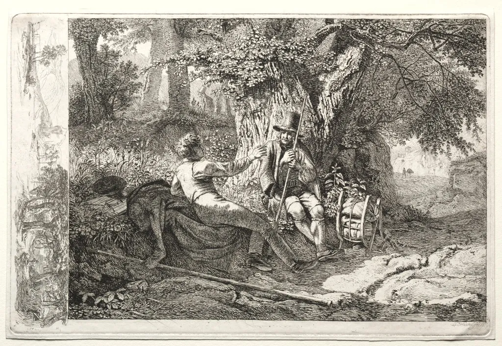 Der mit seinem Fuhrer rastende Kunstler, by Johann Christoph Erhard, 1818