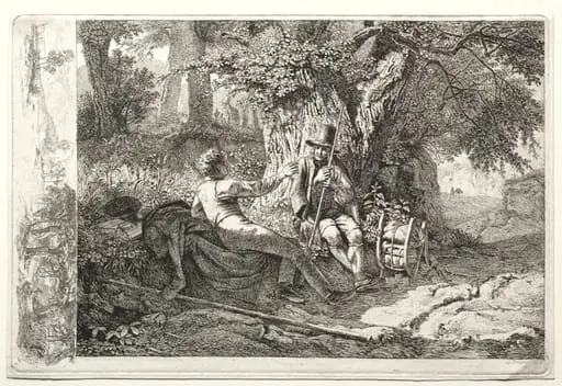 Der mit seinem Fuhrer rastende Kunstler, by Johann Christoph Erhard, 1818