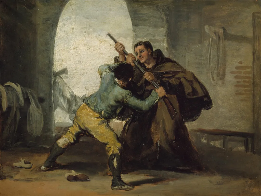 Friar Pedro Wrests the Gun from El Maragato, by Francisco Goya, oil, 1806