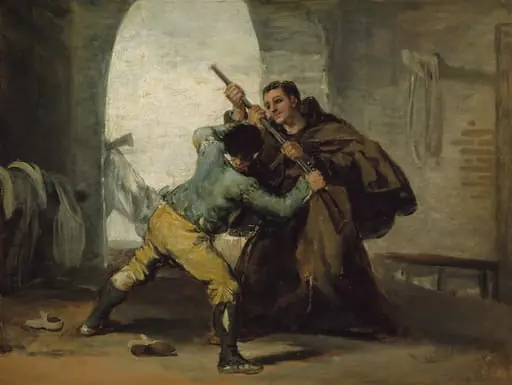 Friar Pedro Wrests the Gun from El Maragato, by Francisco Goya, oil, 1806