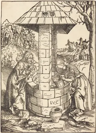 Christ and the Woman of Samaria, by Lucas Cranach the Elder, ink, 1512