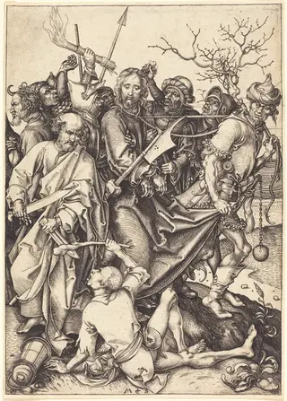 The Betrayal and Capture of Christ, by Martin Schongauer, ink, 1480