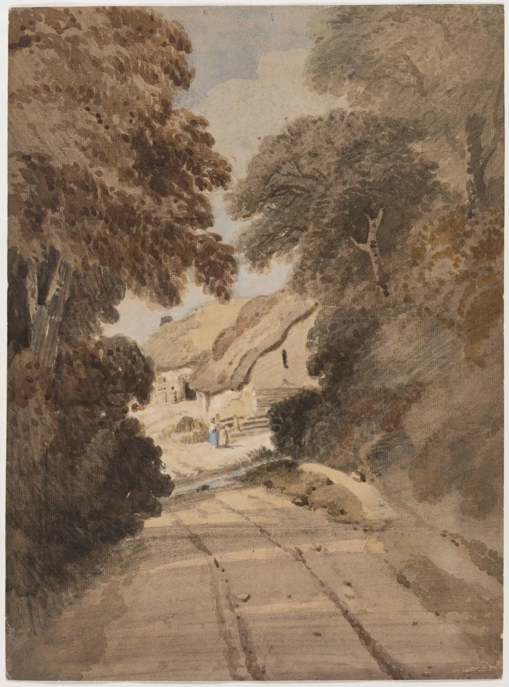 Lane and Cottages, by Girtin, watercolor