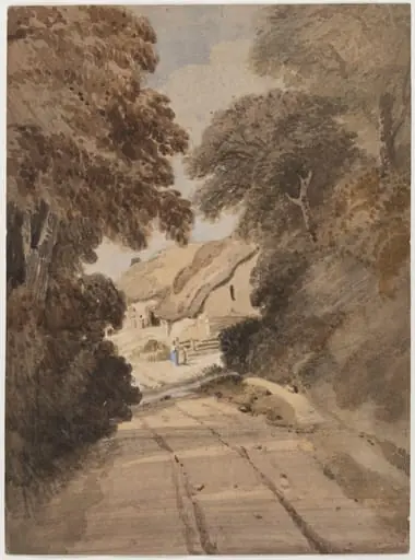Lane and Cottages, by Girtin, watercolor