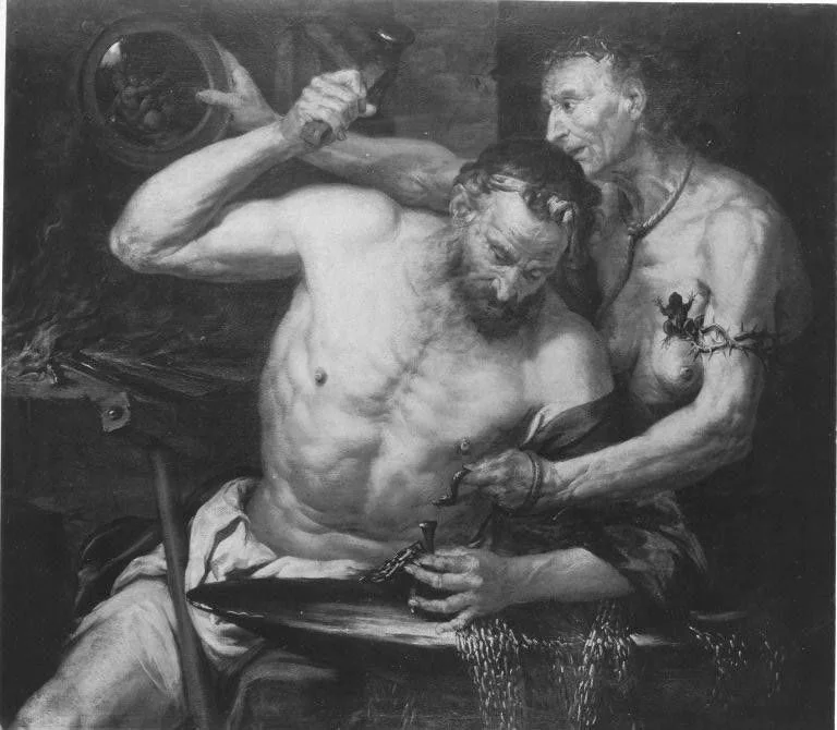 Vulcan forges the net for Venus and Mars, detail