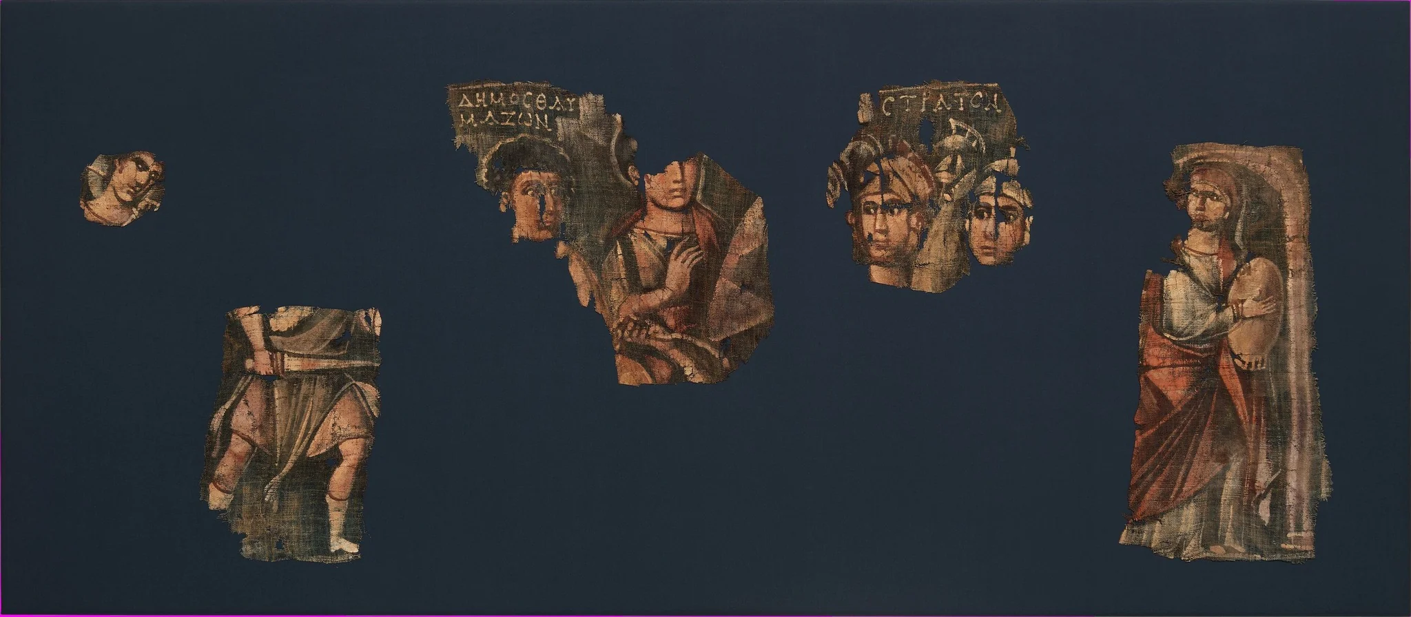 Exodus Painting, five elements from a painted hanging depicting the Crossing of the Red Sea, detail