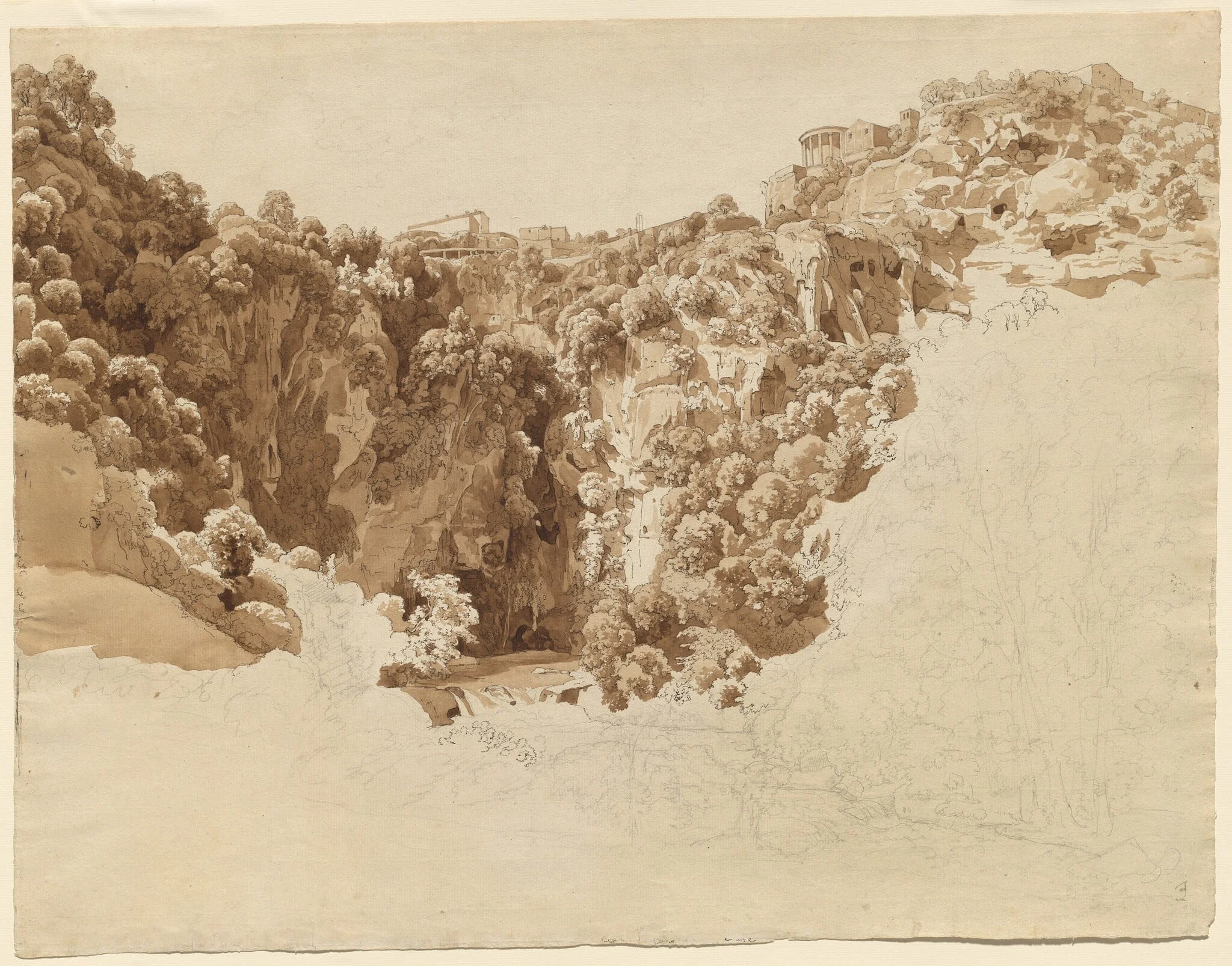 Tivoli and the Temple of the Sibyl above the Aniene Gorge, detail