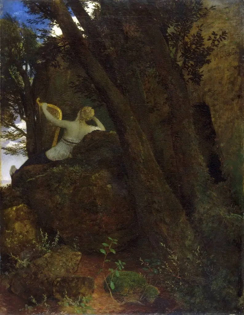 Sappho, by Arnold Böcklin, oil, 1862