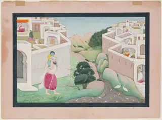 Baby Krishna Carried on Shoulder of Nanda