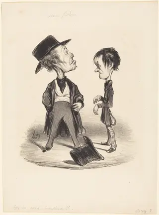 Soyez donc poli... i..., by Honoré Daumier, ink, 1839