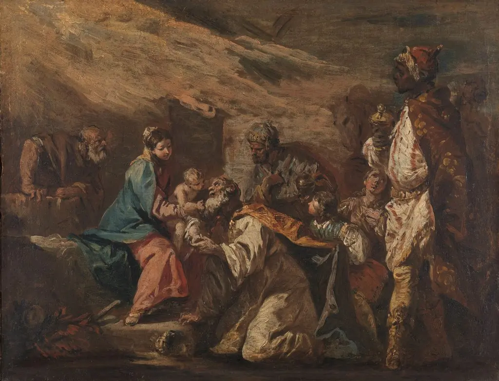 Adoration of the Magi, by Gaspare Diziani, oil, 1750